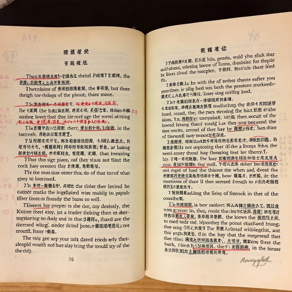Tattered Chinese textbook with handwritten notes in margins